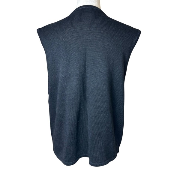 Requirements Black Beaded Floral Embroidered Knit Vest XL | Y2K Goth Grannycore - Picture 3 of 9